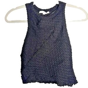 Atelier‎ by Kirious Navy Blue Textured Ripple Knit Sleeveless Tank Top XS